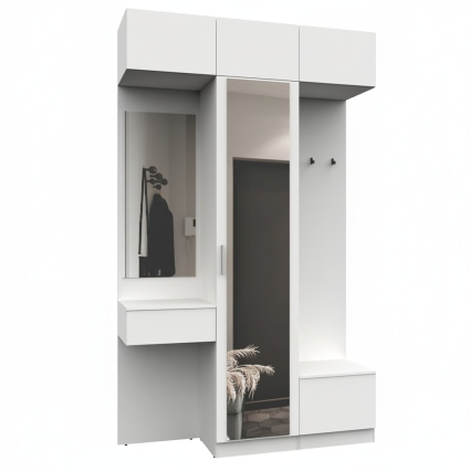 Набор мебели для прихожей "Марсель-206" МР 01-206 В2490 Ш1500 Г420 (ЛДСП Белый премиум) Набор мебели для прихожей "Марсель-206" МР 01-206 В2490 Ш1500 Г420 (ЛДСП Белый премиум)